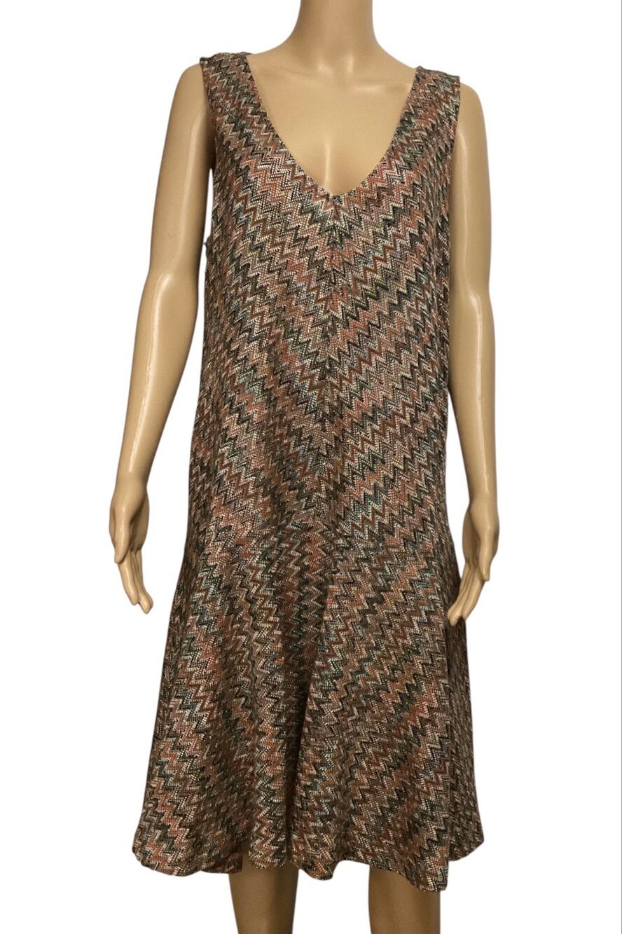 Maeve Anthropologie Westwater Chevron Knit Sleeveless Dress XL V-Neck ZigzagMidi